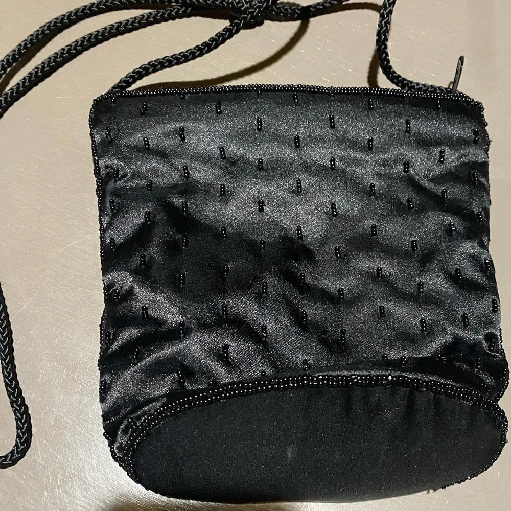 Black Floral Beaded Evening/Shoulder Bag - Picture 2 of 12
